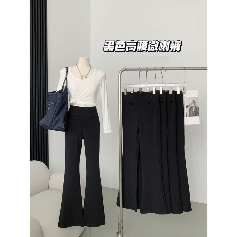 小个子夏季微喇西装休闲裤女2025春秋新款高腰显瘦百搭窄版喇叭裤|undefined
