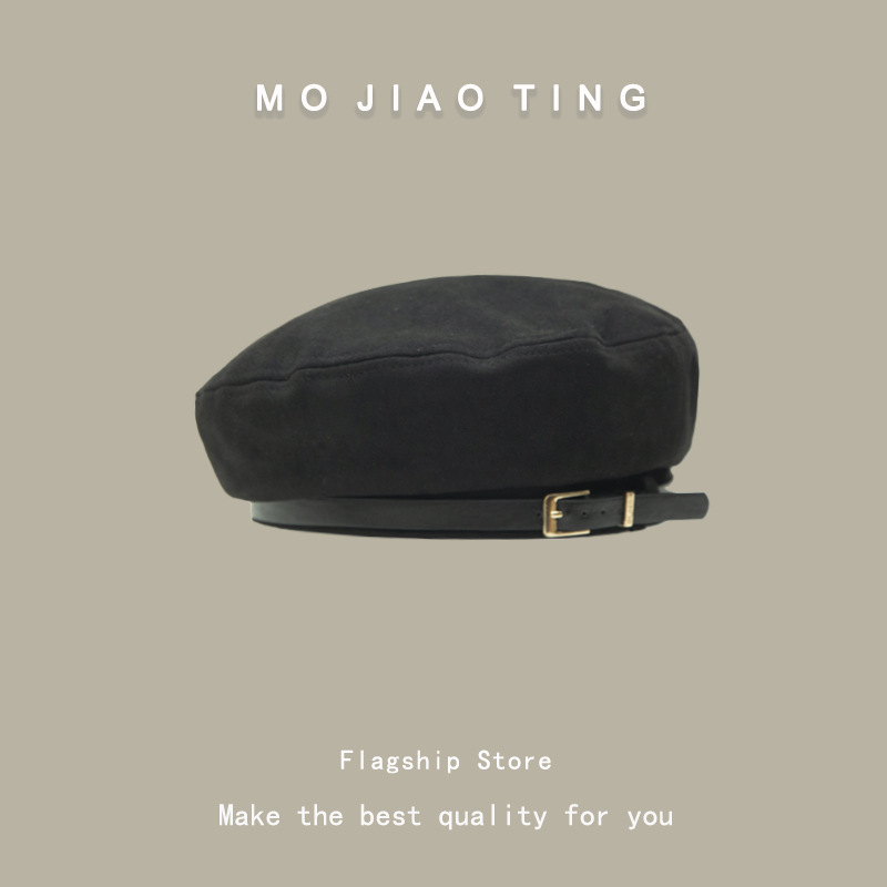 Gran Bretaña botón de cinturón boina nicho mujer de seda japonés retro boina inns red artista sombrero de moda