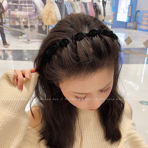 Lazy Princess Headband Hair Clip for Women, Front Side Double Layer Hair Pin, High-end Fringe Flyaway Hair Decor