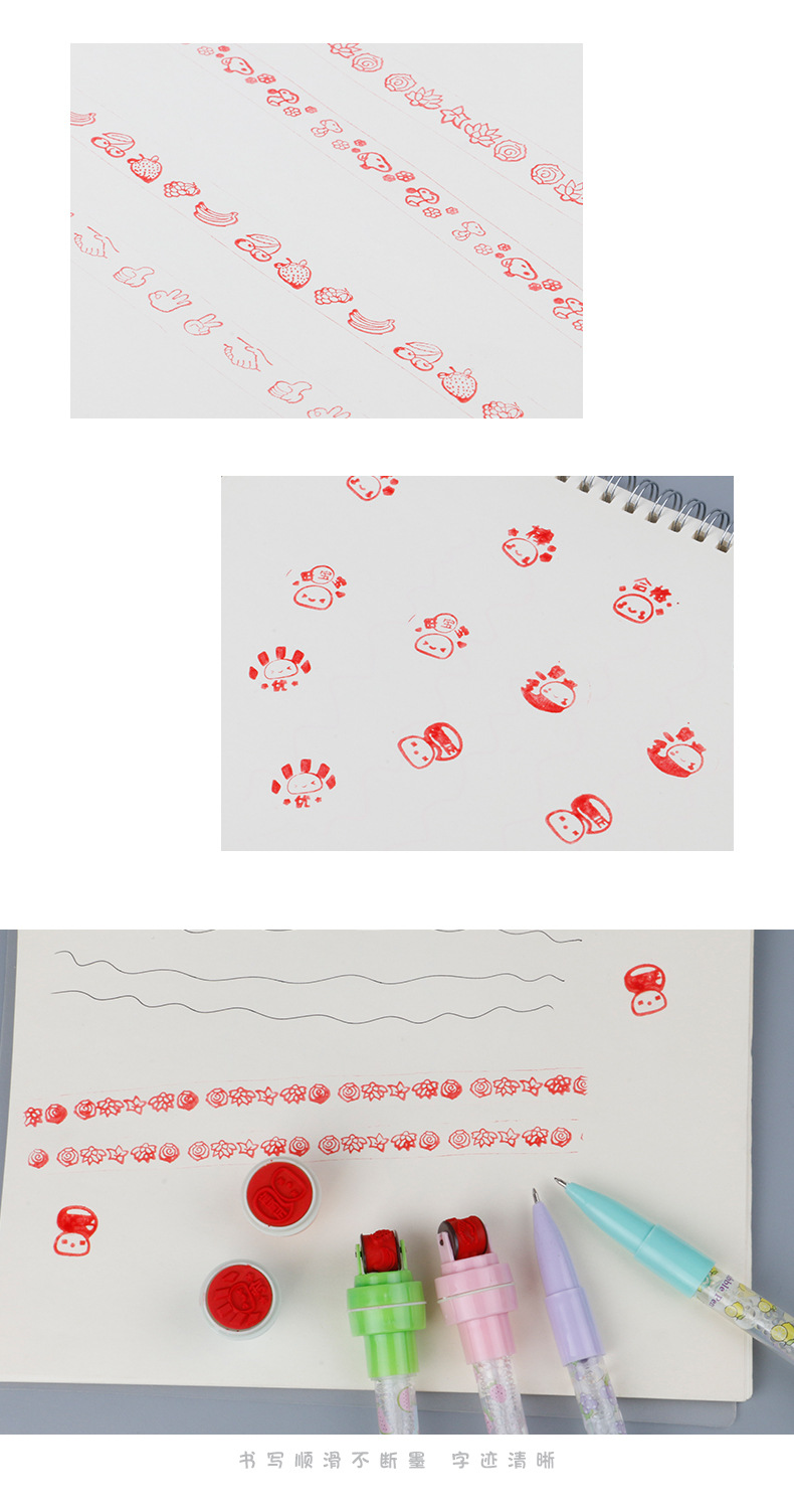 Bubble Pen Multifunctional Magic Pen Gel Pen Cartoon Cute Light Roller Seal Pen Factory Direct Sales display picture 1