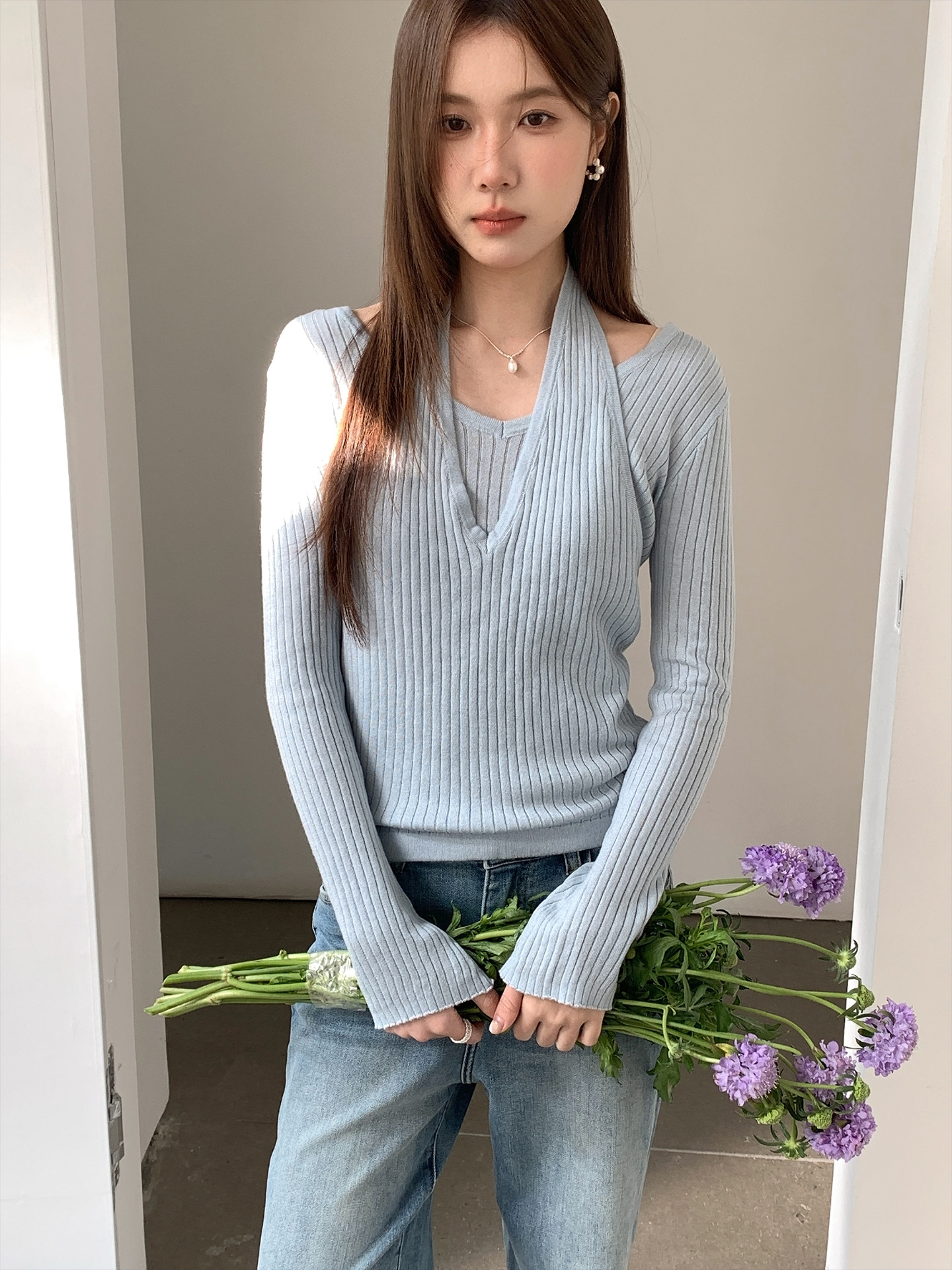 26ye011 blue fake two pieces