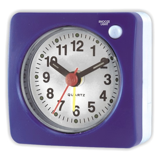 Reloj de alarma de viaje pequeño reloj de alarma de noche mudo con luz con función de repetición Reloj de cuarzo cuadrado reloj de alarma de estudiante de niños