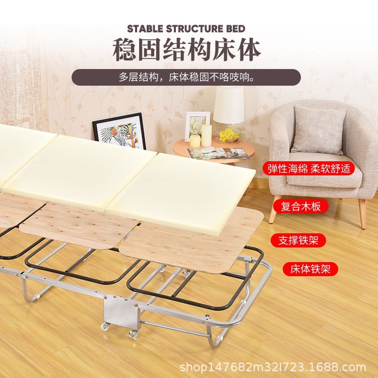 Fábrica al por mayor de la Oficina cama plegable cama individual cama doble hogar almuerzo descanso cama de madera cama militar tres cama plegable