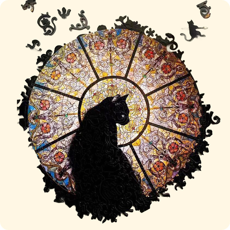跨境成人拼图教堂猫异型拼图Cathedral Cat木质解压儿童玩具礼物|undefined