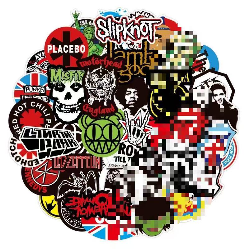 100 Pieces of Rock Band Stickers, Waterproof Trendy Brand Decoration Stickers for Luggage, Notebooks, Motorcycles, Cartoon Graffiti 100 Pieces of Rock Band Stickers, Waterproof Trendy Brand Decoration Stickers for Luggage, Notebooks, Motorcycles, Cartoon Graffiti