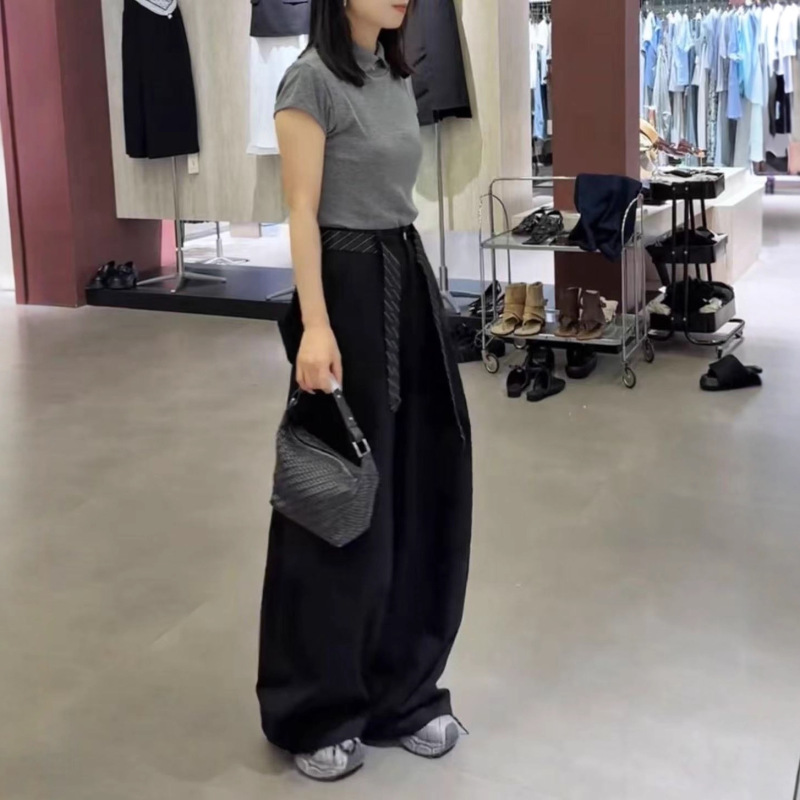 25909新大爱美依缘2025新款polo领短袖t恤高腰休闲阔腿裤显瘦洋气|undefined