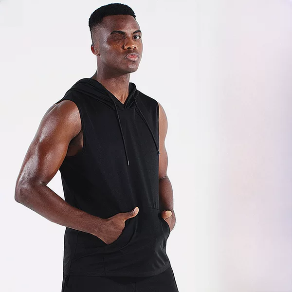 Sports Outdoor Yoga Vest Quick-Drying Breathable Mesh Hooded Pocket Fitness Wear Running Marathon Sleeveless Top
