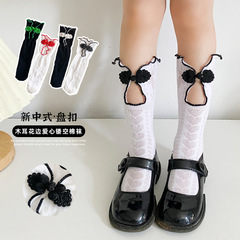 女童襪子中筒襪春夏季薄款旗袍扣款國風復古女孩寶寶長筒襪廠家批