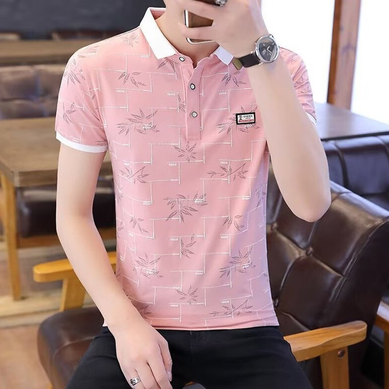 2025 New Summer Polo Shirt Trendyy Versatile Business Casual Men's Loose Cool Ice Silk Short-Sleeved T-Shirt