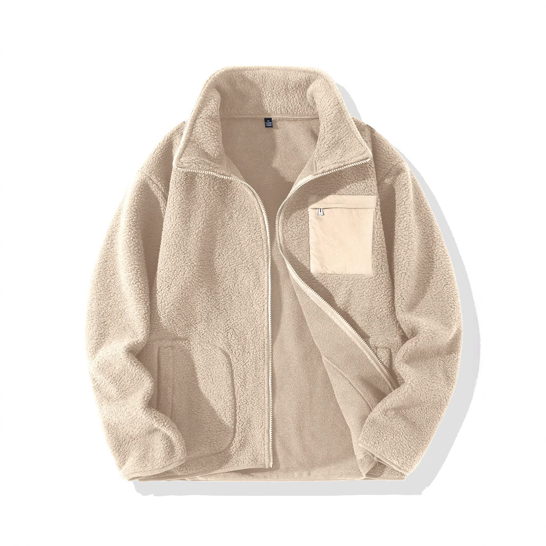 Men's Fleece Jacket Stand Collar Winter Cardigan For Men_voghion.com