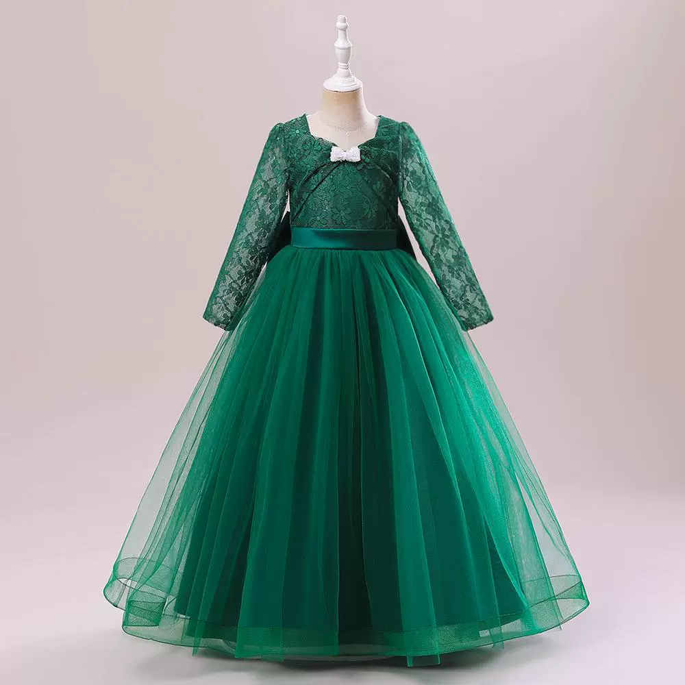 Европейское и американское внешнеторговое детское платье пушистая вышивка длинное платье для девочек