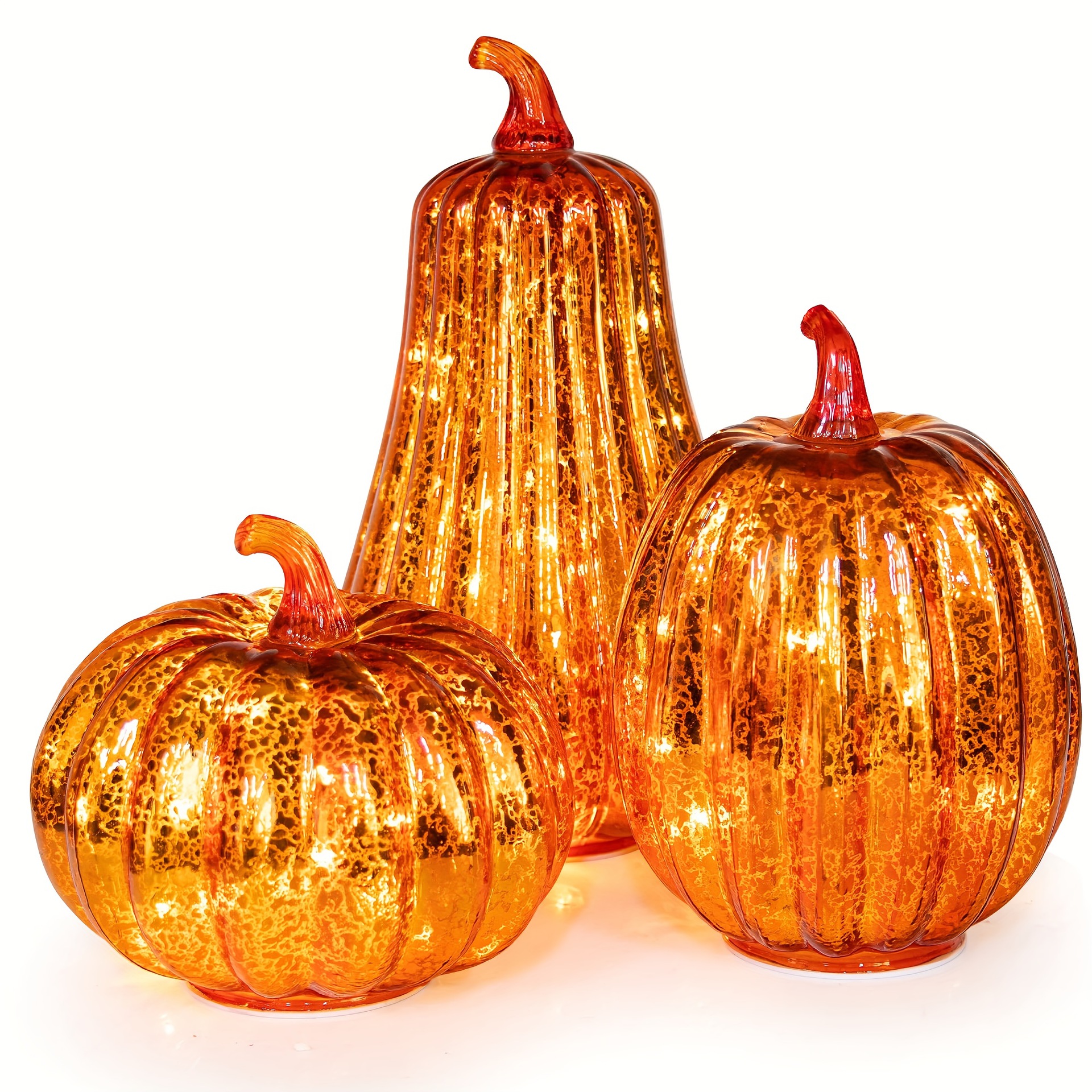 Halloween LED plástico simulado 3 piezas juego de lámparas de calabaza temporada de cosecha decoración de escritorio de Acción de Gracias