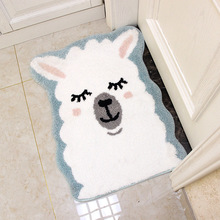 卡通羊驼植绒地毯地垫 家用卫生间门口浴室防滑垫吸水脚垫