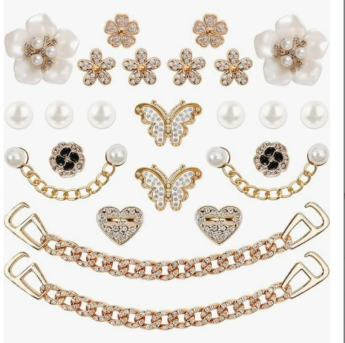 Набор для самостоятельного изготовления обуви в новом стиле, совместимый с трансграничными товарами: цветочный аксессуар для обуви, съемная пряжка для обуви, золотая бабочка, красочная корона.