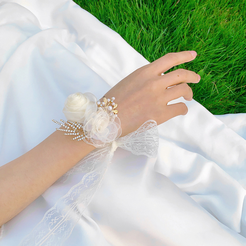 伴娘手腕花结婚新娘级感手花手环花胸花仙婚礼姐妹团白色伴手礼|undefined