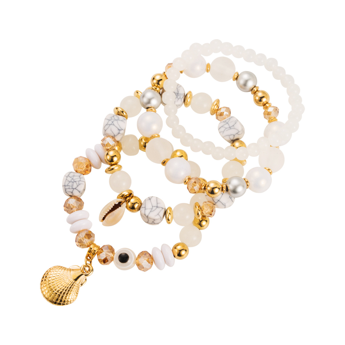 60g Weight Alloy Pendant Material Bracelets Classification Beaded Chain Material Beaded Chain Chain Type 1 Set Quantity Holiday, Daily Occasion Beaded, Alloy, Shell Material Geometric Pattern All Seasons Season Women's Gender Vacation Style Vacation Geometric Beaded Alloy Shell Beaded Chain Beaded Bracelets Wholesale 11