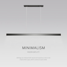 极简长条餐厅吊灯现代简约北欧吧台前台办公室led黑色一字餐桌灯