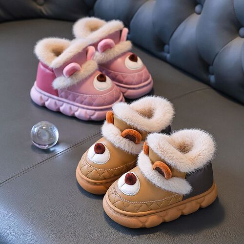 Home Cute Cartoon Warm Outdoor Winter Baby Anti-Slip Cotton Shoes Cotton Shoes British New Style Waterproof Children