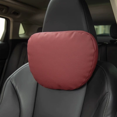 Car Headrest Car Neck Pillow: Headrest - a-nappa-leather-volcanic-red-headrest