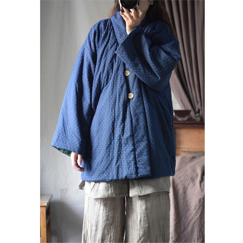Winter New Designer Sand Wash Dot Jacquard Cotton Vintage Modified Hanfu Collar Warm Comfortable Cotton Jacket 24121