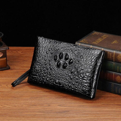 New bags men's crocodile pattern clutch bag men's bag casual fashion envelope bag clutch bag soft leather bag wallet