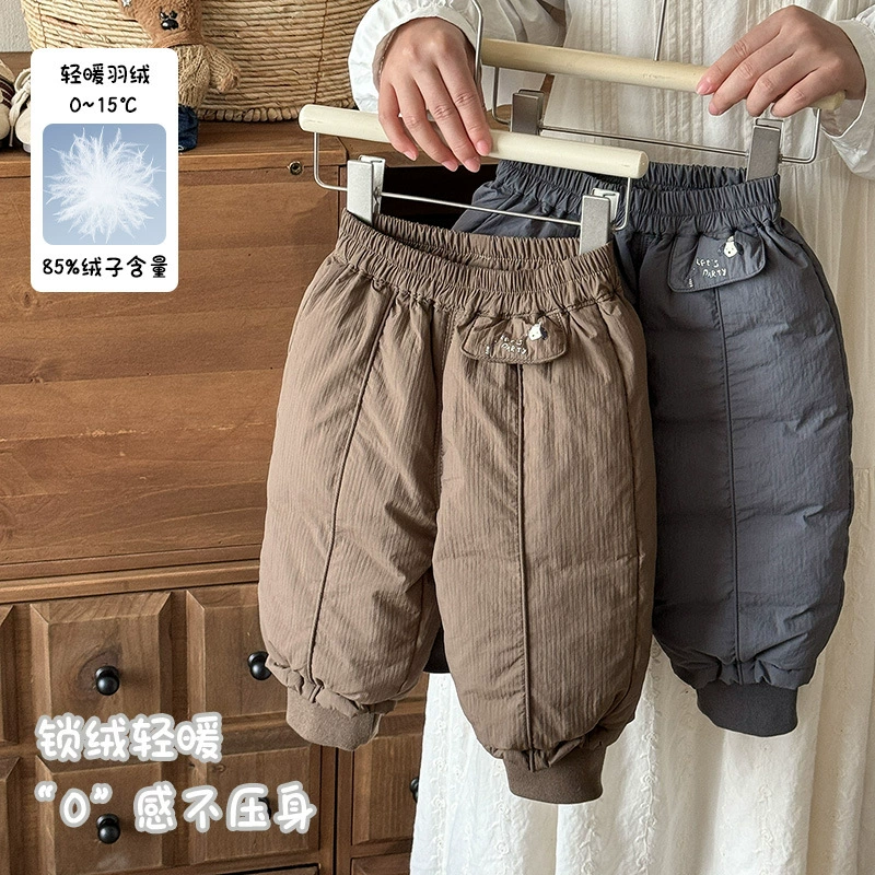 宝宝秋冬季白鸭绒长裤2025新款韩系婴幼儿洋气加厚保暖羽绒裤 a类