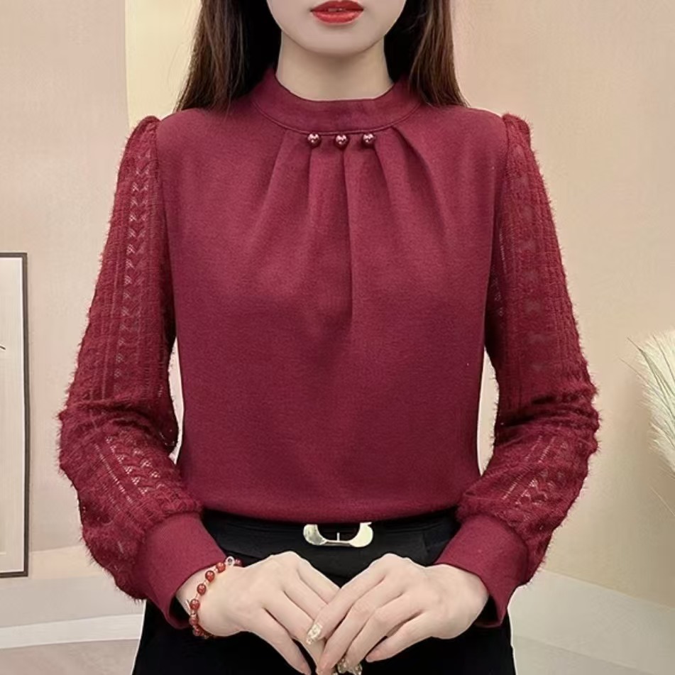 Autumn elegant fashionable design shirt with a round collar