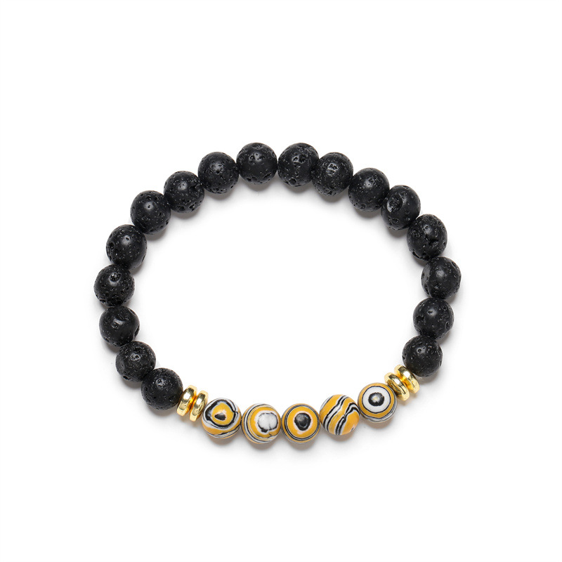 Europeo y americano deseo Venta caliente malaquita pulsera de piedra volcánica transfronteriza color malaquita pulsera de cuentas ventas directas de fábrica