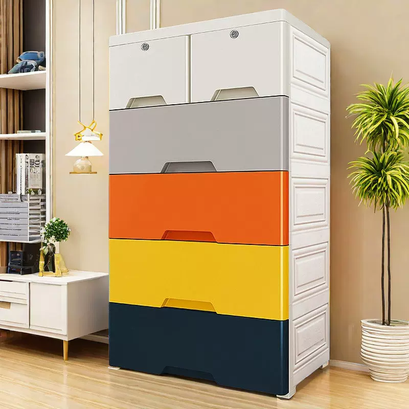 加厚抽屉式收纳柜子家用客厅置物柜塑料夹缝儿童宝宝衣柜储物柜