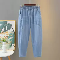 Шаровары‑джинсы летние тонкие, деним‑эффект, плюс‑сайз 1XL–6XL, эластичный высокий пояс