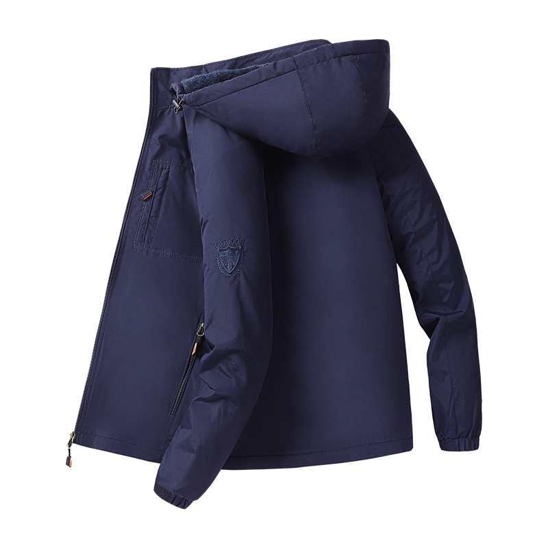 Chaqueta con capuz para hombres primavera y otoño 2023 nuevo gran delgado traje de asalto para hombres de bolsillo abrigo casual