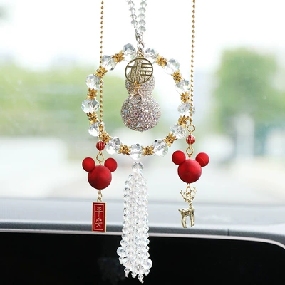 Car hanging Car Hanging Ornament, High-End Light - gold-edge-crystal-diamond-gourd-mickey-pendant