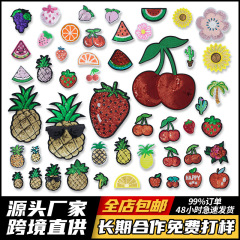 漫画の果物の明るい刺繍パイナップルの布はコンピュータの刺繍を貼ります。