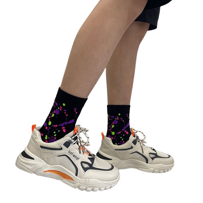 Chaussettes longues en coton, style universitaire, style urbain, style skateboard, unisexe, mi-mollet, tendance, camouflage, célébrités d'Internet, 2025d_voghion.com