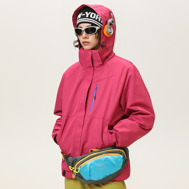 杰克传洋户外三防冲锋衣三合一可拆卸登山夹克男外套女防风耐磨|undefined