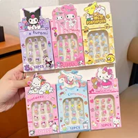Детские наклейки для ногтей Sanrio для девочек, милый и забавный дизайн ногтей, студенческие кусочки для ногтей, сладкие кусочки для ногтей, детские носимые ногти
