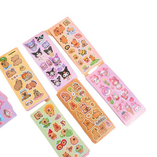 Sanrio Guruguru Sticker Lovely Laser Film Sticker Card Pitara Children's Creative DIY Sticker Cartoon Kuromi