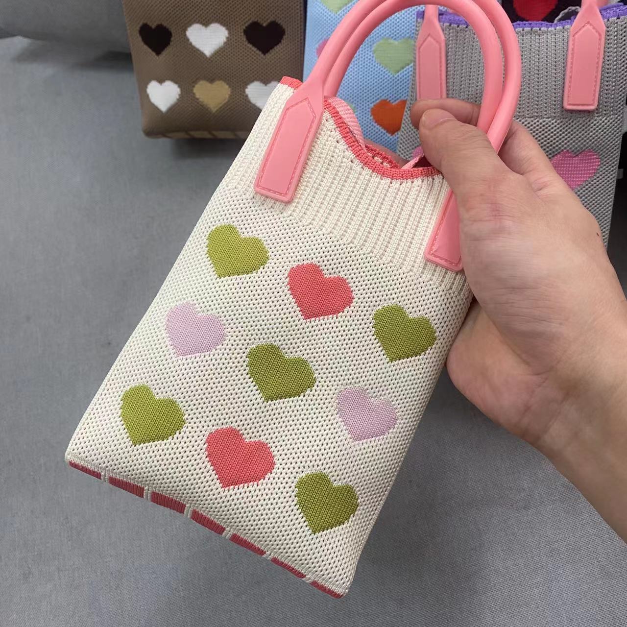 Nuevo amor bolso del teléfono móvil bolso de punto al por mayor de gran capacidad bolso de mano estudiante crossbody bolsa de lana fábrica