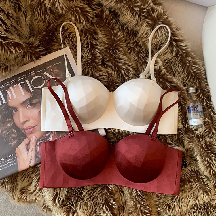 1080 jelly soft support three-dimensional diamond cup half cup underwear women's naked light close-fitting side pull-up bra