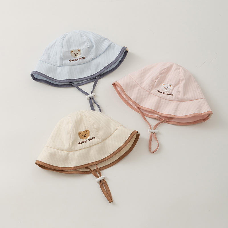 Sombreros para bebés, sombreros para bebés, sombreros de pescador para bebés, bonitos osos, sombreros de algodón recién nacidos, primavera y otoño