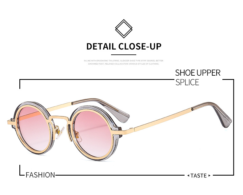 PC, UV400 Protection Lens Material Fashion Color Block PC UV400 Protection Round Frame Patchwork Full Frame Women's Sunglasses