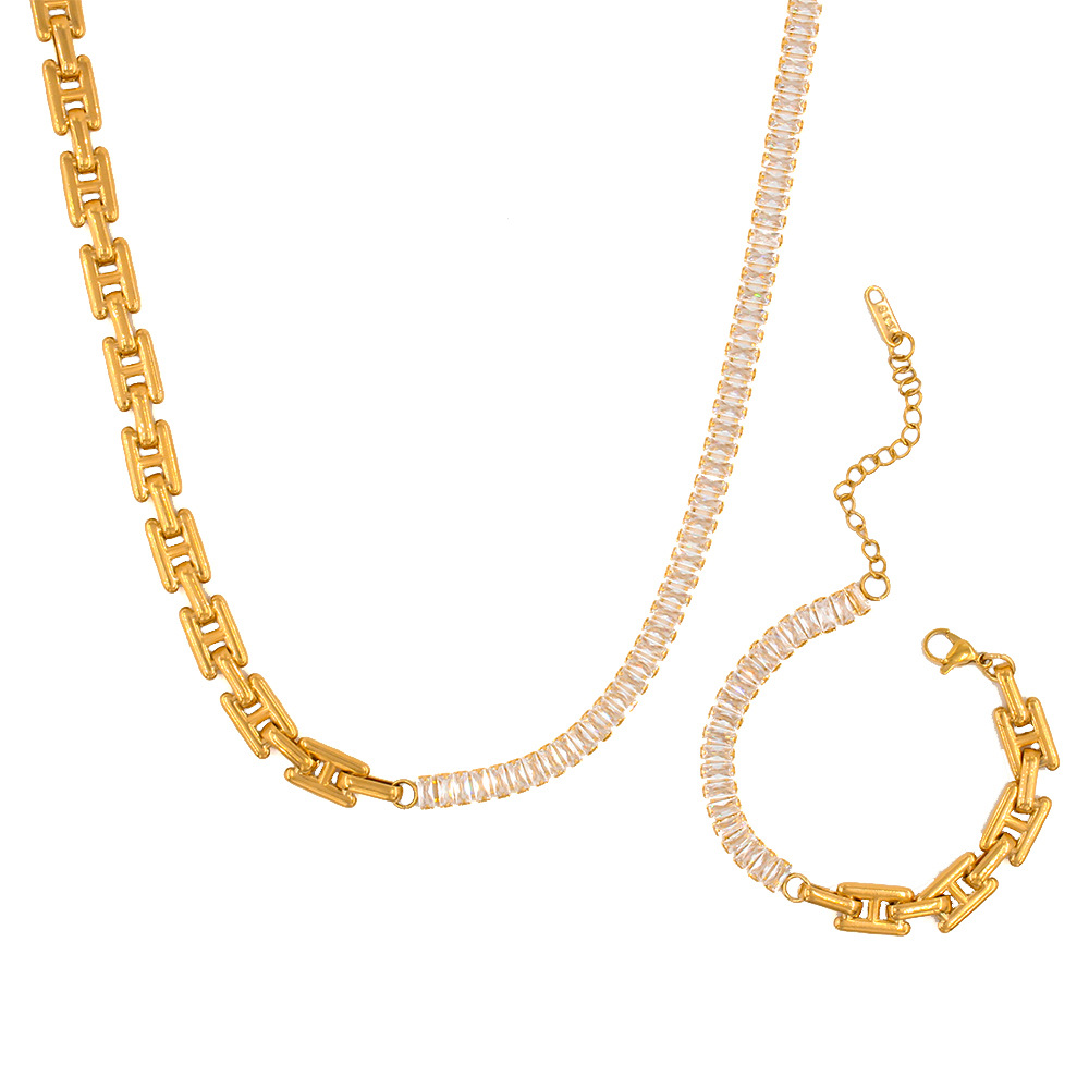 Retro Geometric Titanium Steel Plating Bracelets Necklace