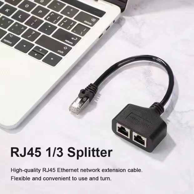 RJ45 Ethernet Interface Adapter Distributor 1 Male to 2 Female Port LAN Network RJ45 One-Two Extension Cable
