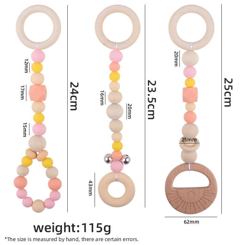 Suministros para bebés animales Beech teether colgante de tres piezas para niños educación temprana sonajero juguete decoración de la habitación del bebé Accesorios