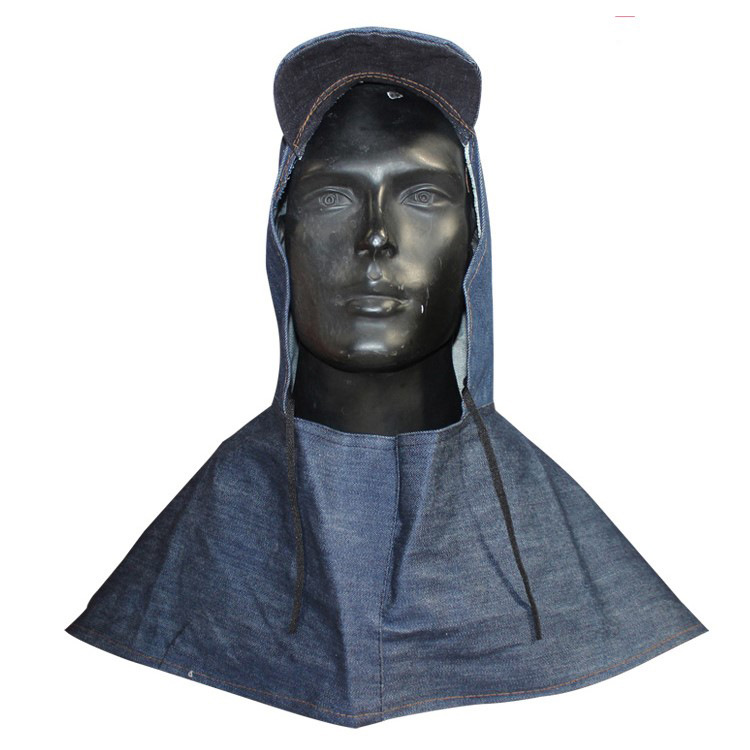 牛仔布披肩帽加大防尘套头风帽 耐磨劳保披风打磨搬运 防护头罩帽