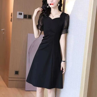 赫本风黑色连衣裙女夏2025新款法式收腰显瘦气质高端修身小黑裙子