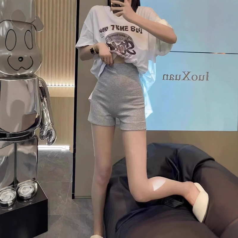 Maternity Shorts for Outerwear, Fashionable Summer Thin Sports Casual Tight Elastic Hot Pants, Base Three-Point Pants, Plus Size Gray Maternity Shorts for Outerwear, Fashionable Summer Thin Sports Casual Tight Elastic Hot Pants, Base Three-Point Pants, Plus Size Gray