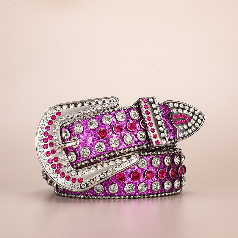 Cinturón de las mujeres remache aleación rhinestone diamante pin hebilla conjunto de tres piezas punk estilo europeo y americano hip hop moda caliente al por mayor