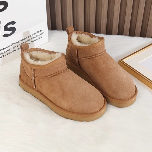 Women's Thick Sole Snow Boots, Fur-All-in-One, Zhou Yu Style, Short Leg Winter Boot with Fleece Lining and Thick Cotton