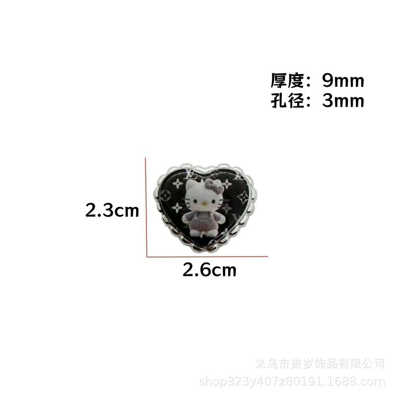 镀uv双面印花大牌小香风爱心通孔串珠 DIY手机链包链发绳饰品配件|undefined